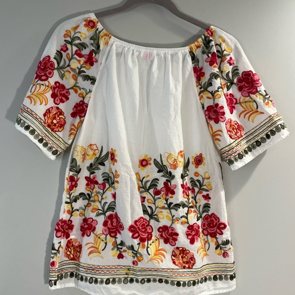 Ana & Rose Boho Embroidered Peasant Blouse | Cottagecore Floral Top Small - Picture 3 of 4